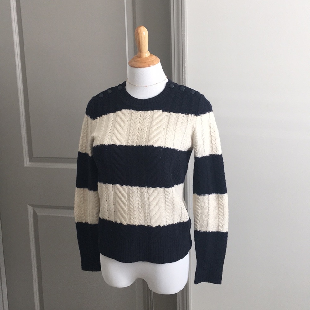 J. Crew Navy and Cream Stripe Sweater